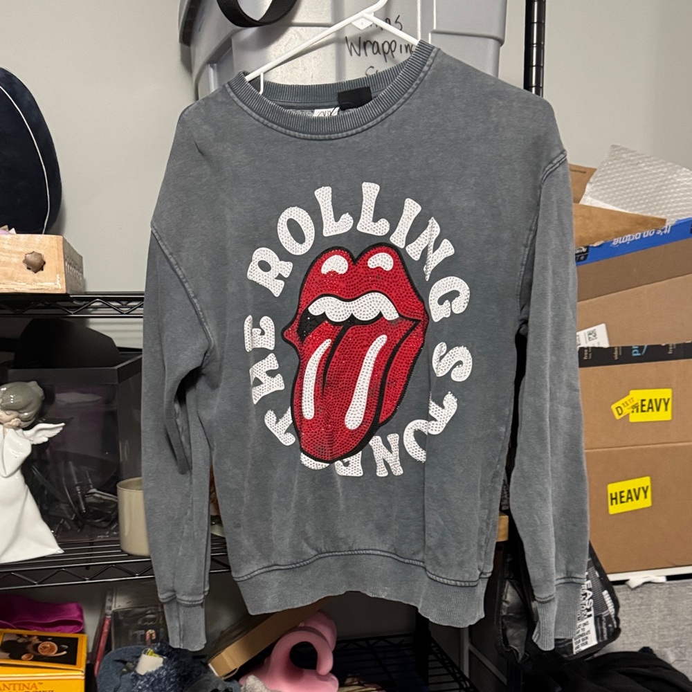 Zara Gray Rolling Stones Sweatshirt